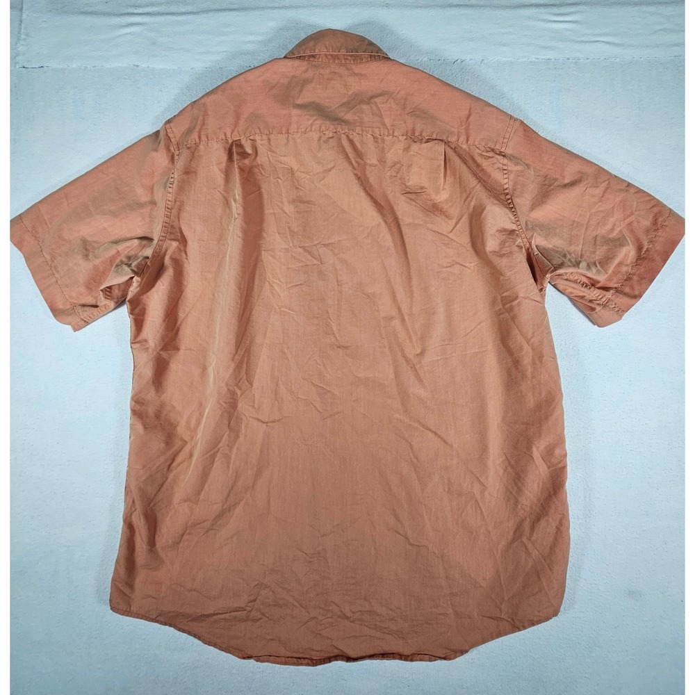 Crazy Horse Mens Short‎ Sleeve Button Up Shirt Burnt Orange Rust Size L Pocket - Picture 7 of 8